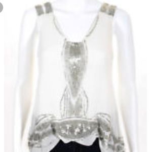 Parker silver and cream beaded top